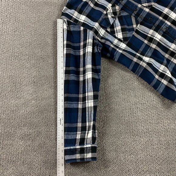 Five Brother Flannel Shirt Men's XL TALL Blue Black Plaid Heavy - Picture 10 of 11